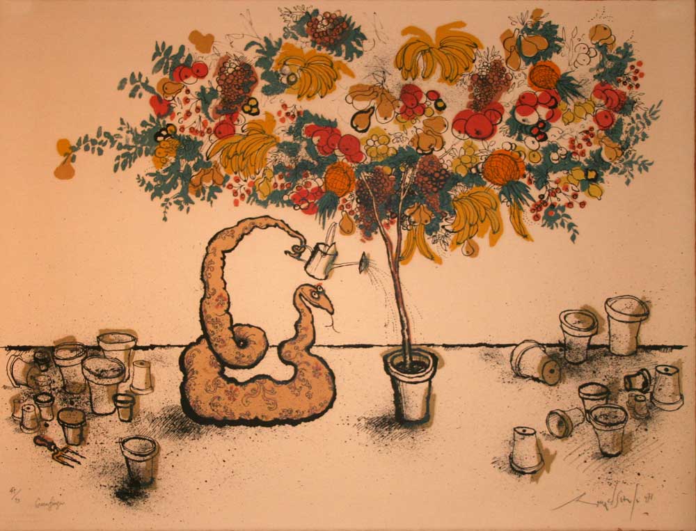 Ronald Searle Lithograph - Greenfinger